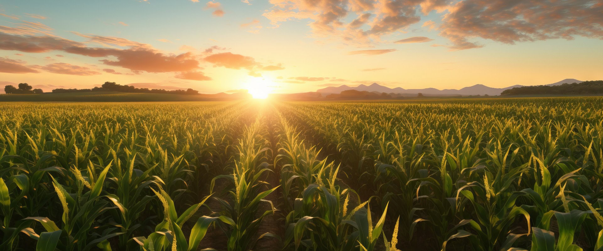 Maisfeld bei Sonnenuntergang